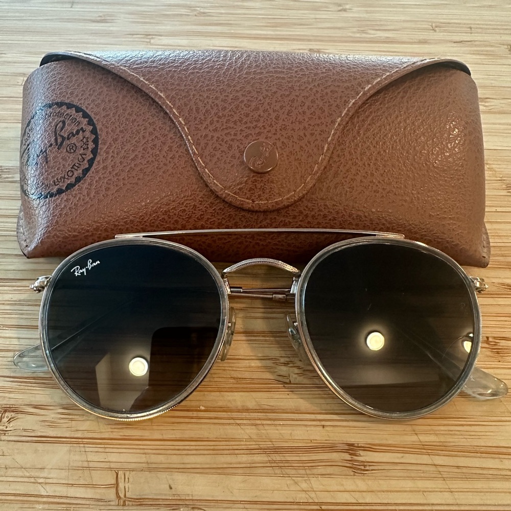 Ray-Ban Blue, rose gold and silver tone metal Aviator Sunglasses